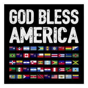 Poster Dieu Bénisse l'Amérique Tous Pays Fierté Latino I