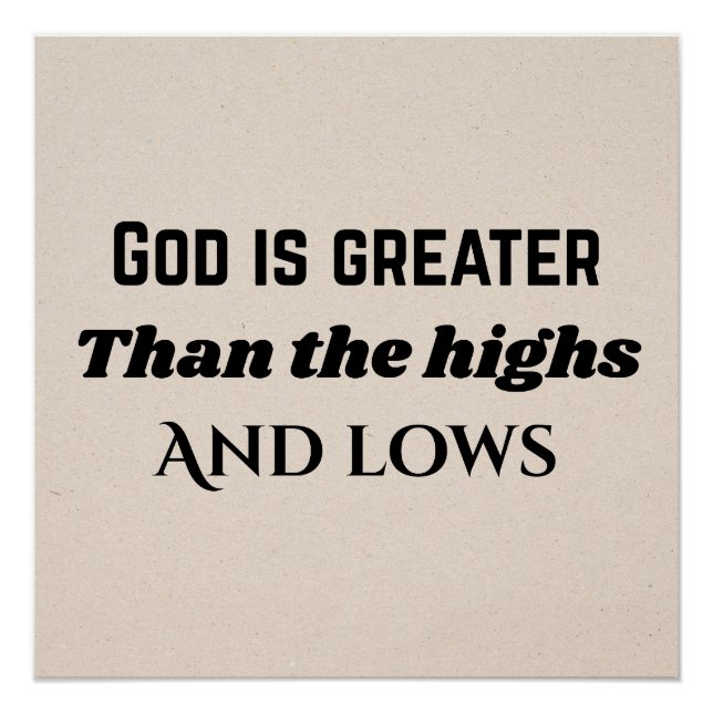 Poster Dieu est plus grand typographie chrétienne (Devant)