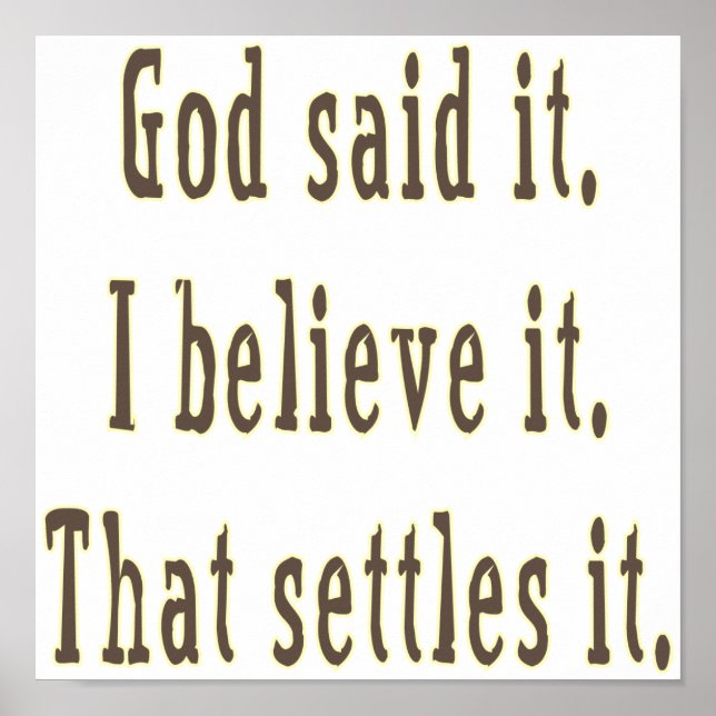 Poster Dieu l'a dit en lettres marron (Devant)