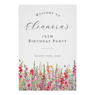 Poster DIGITAL 19 Anniversaire Août Fleur de naissance Bi