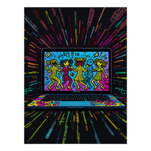 Poster Digital Graffiti: Pop Art Laptop