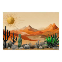 Poster d'illustration de Cactus dans le désert