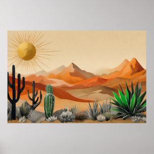 Poster d'illustration de Cactus dans le désert