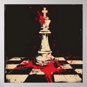 Poster d'illustration vintage du roi des échecs