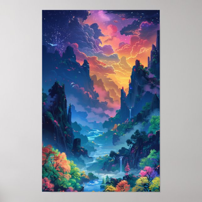 Poster d'illustrations du paysage Imaginaire encha (Devant)