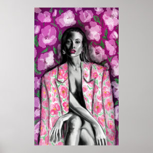 Poster d'Imaginaire Floral Femme Imprimer - Peintu