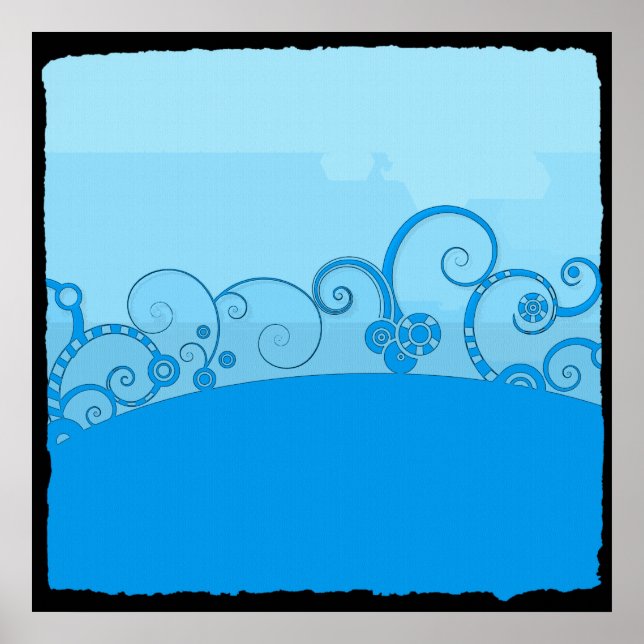 Poster d'imaginaire tourbillonné bleu (Devant)