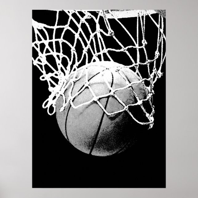 Poster d'impression Black White Basketball (Devant)
