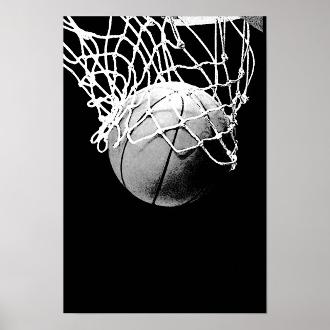 Poster d'impression Black White Basketball (Devant)