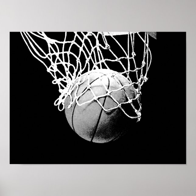 Poster d'impression Black White Basketball (Devant)