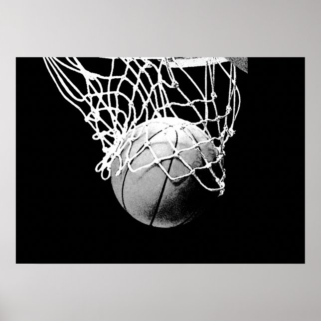 Poster d'impression Black White Basketball Ball &  (Devant)