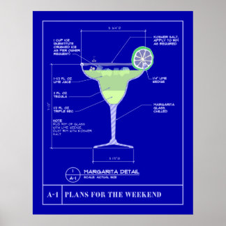 Poster d'impression bleu Margarita