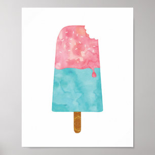 poster d'impression d'aquarelle popsicle crème gla