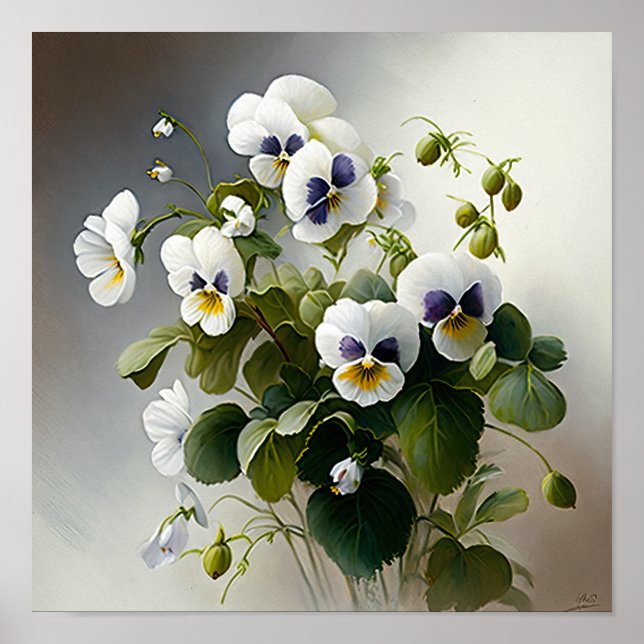 Poster d'impression d'art à la Fleur de Violas Bla (Devant)