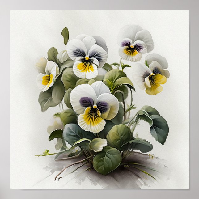 Poster d'impression d'art à la Fleur de Violas Bla (Devant)