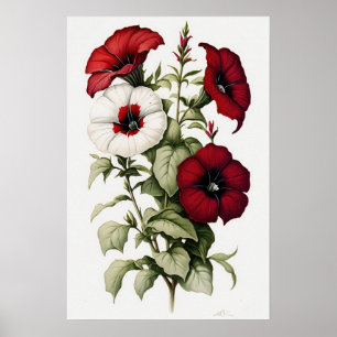 Poster d'impression d'art à la Fleur Rouge Petunia