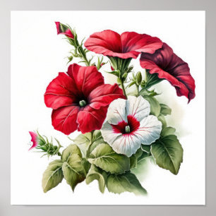 Poster d'impression d'art à la Fleur Rouge Petunia