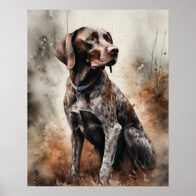 Poster d'impression d'art de chien brun allemand (Devant)