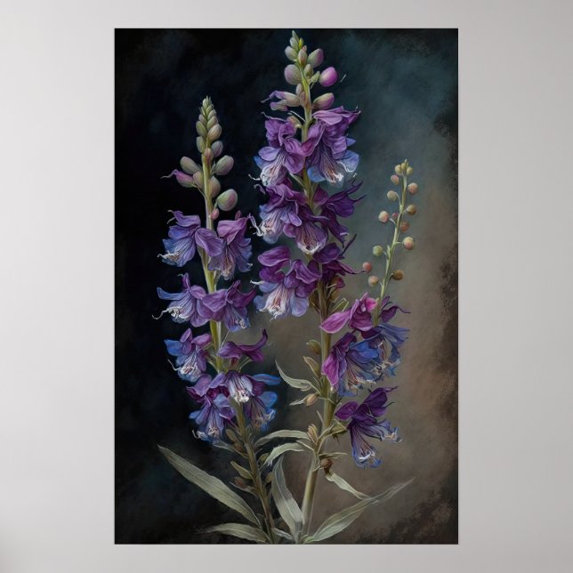 Poster d'impression d'art de la fleur de Larkspur  (Devant)