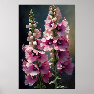 Poster d'impression d'Art rose Delphinium