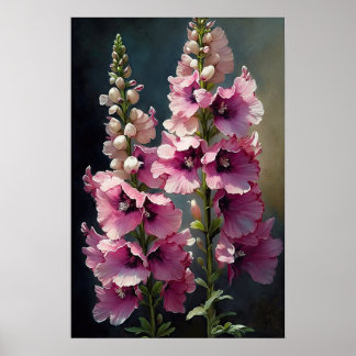Poster d'impression d'Art rose Delphinium