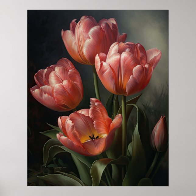 Poster d'impression d'art rose Tulip Fleurs (Devant)