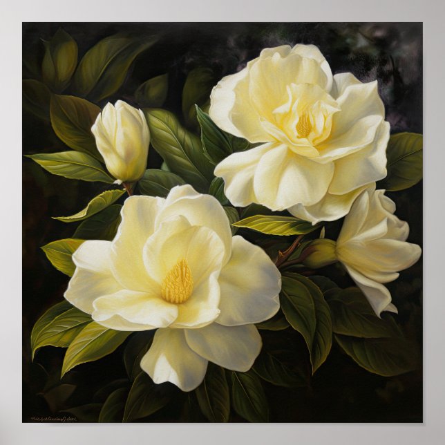 Poster d'impression de fleurs de Gardenias jaunes (Devant)
