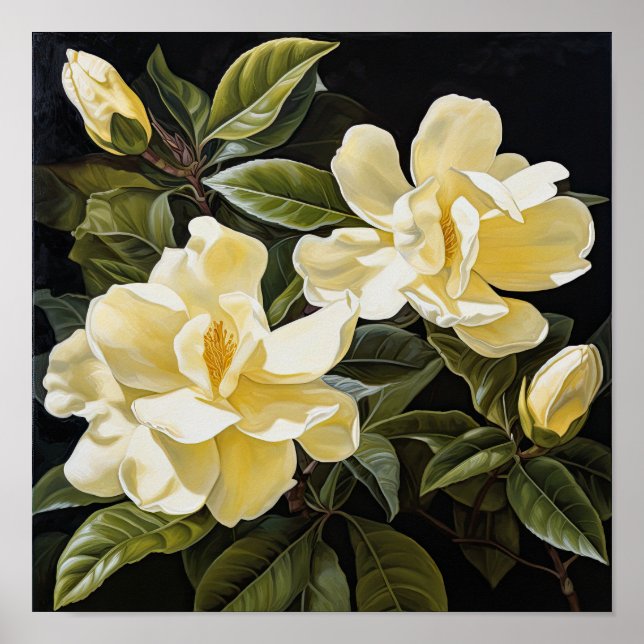 Poster d'impression de fleurs de Gardenias jaunes (Devant)