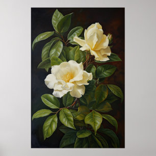 Poster d'impression de fleurs de Gardenias jaunes