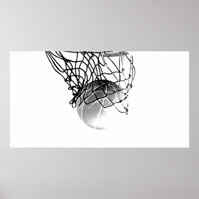Poster d'impression de la balle de basket-ball B&W (Devant)