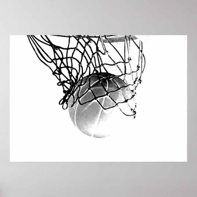 Poster d'impression de la balle de basket-ball B&W (Devant)