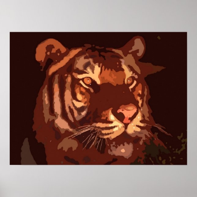Poster d'impression de la face de Tigre Blacklight (Devant)