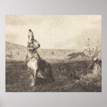 Poster d'impression de lapin vintage
