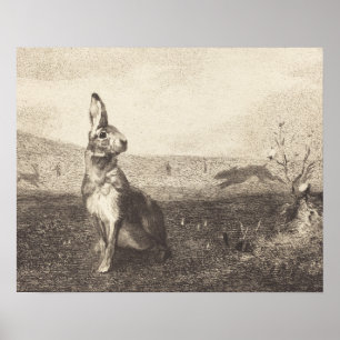 Poster d'impression de lapin vintage