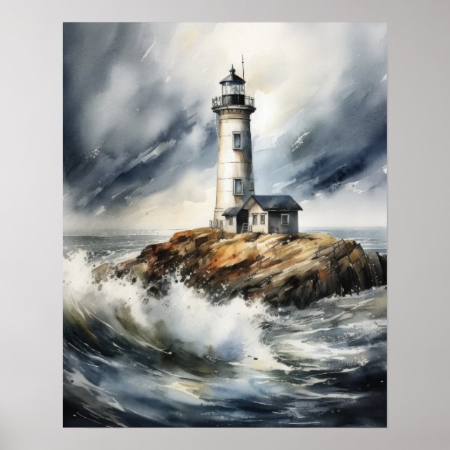Poster d'impression de l'art côtier du phare (Devant)