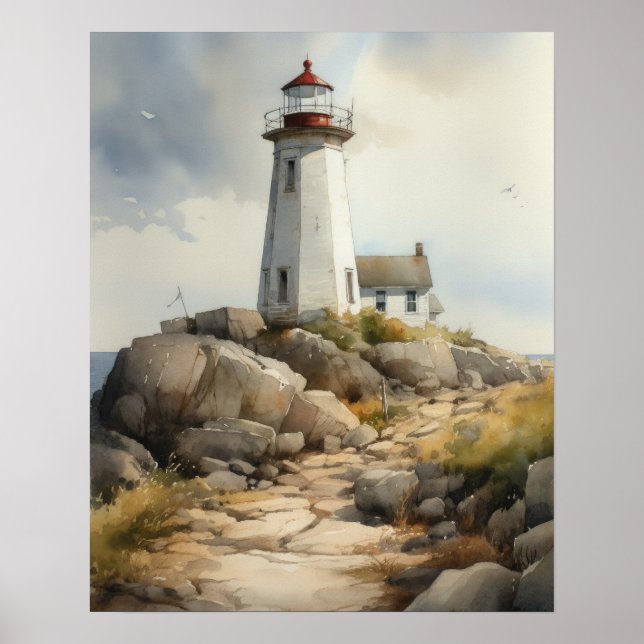 Poster d'impression de l'art côtier du phare (Devant)