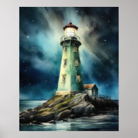 Poster d'impression de l'art côtier du phare