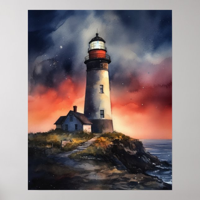 Poster d'impression de l'art côtier du phare (Devant)