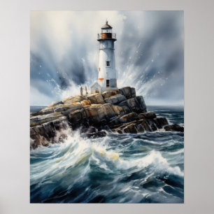 Poster d'impression de l'art côtier du phare