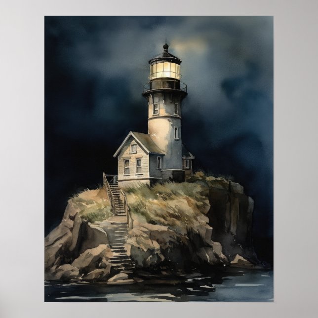 Poster d'impression de l'art côtier du phare (Devant)