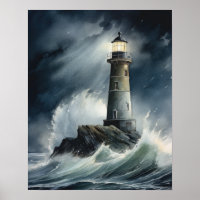 Poster d'impression de l'art côtier du phare