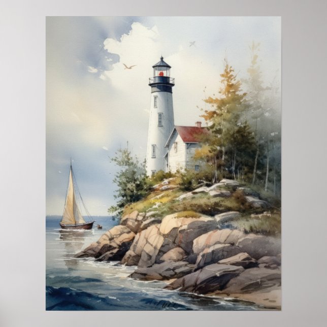 Poster d'impression de l'art côtier du phare (Devant)