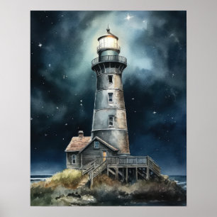 Poster d'impression de l'art côtier du phare