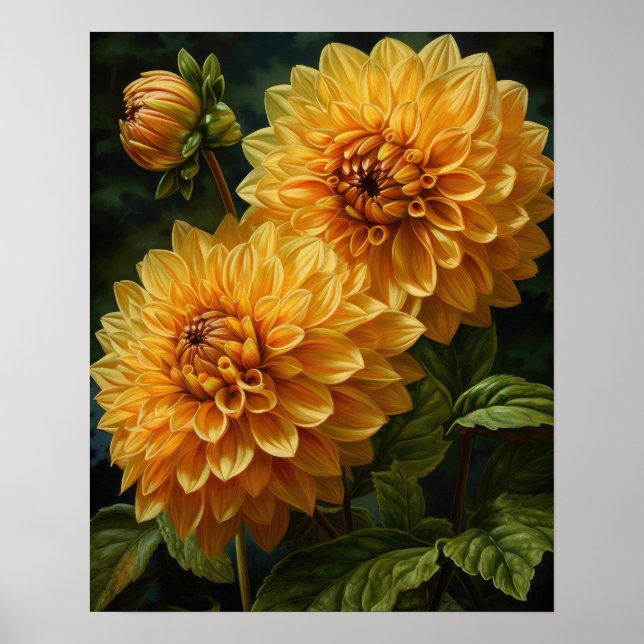 Poster d'impression de l'art Dahlia Jaune (Devant)