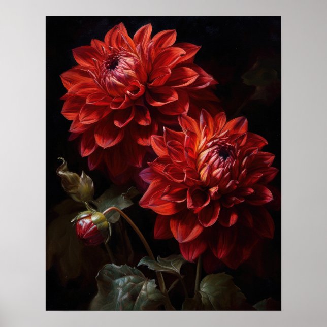Poster d'impression de l'art Dahlia Rouge (Devant)