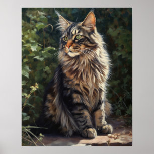 Poster d'impression de l'Art de chat de Maine Coon