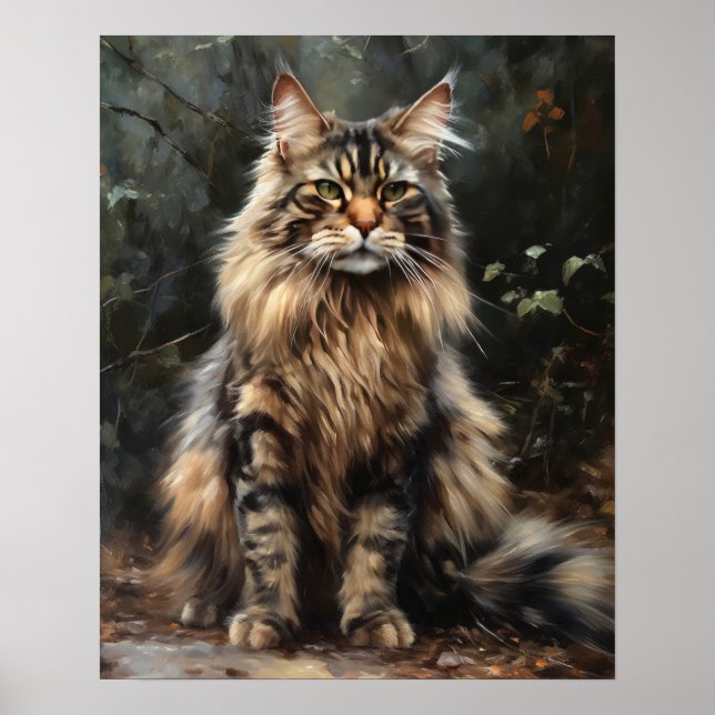 Poster d'impression de l'Art de chat de Maine Coon (Devant)