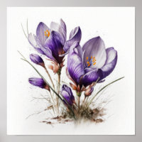 Poster d'impression de l'art de fleurs de crocus v