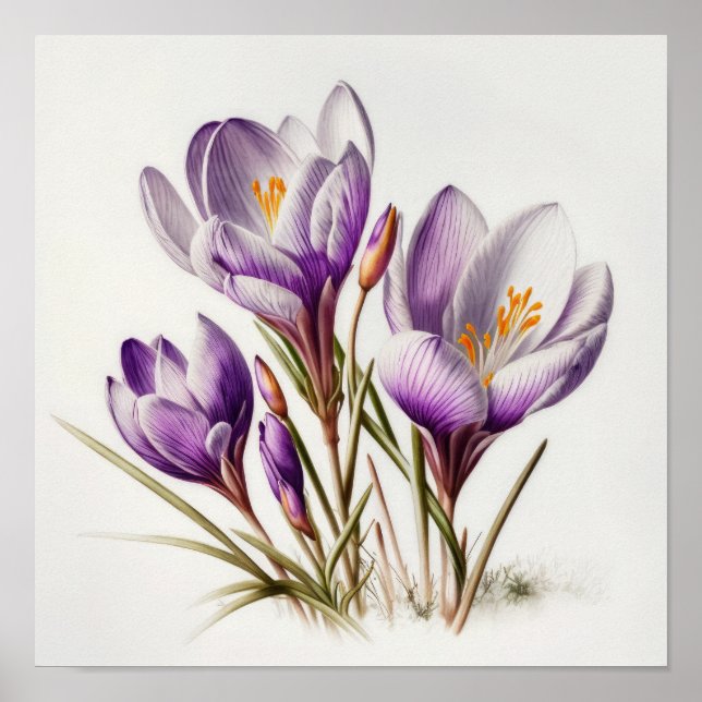 Poster d'impression de l'art de fleurs de crocus v (Devant)
