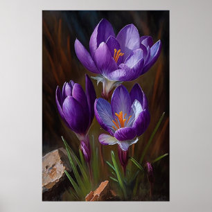 Poster d'impression de l'art de fleurs de crocus v